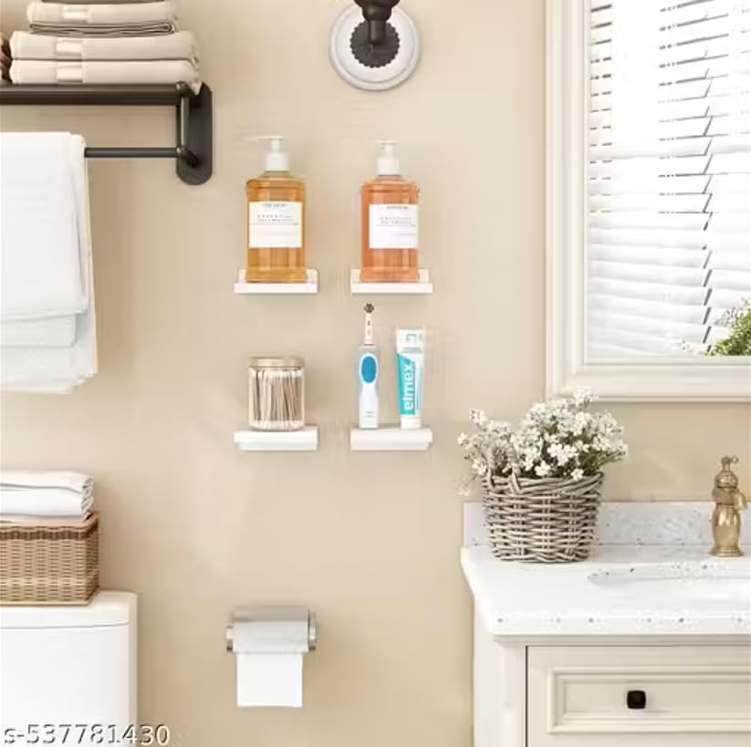 YashCrafts Wooden Wall Mounted Plant Shelf Set of 4 | Decorative Floating Wall Shelves for Indoor Plants, Home Decor, Living Room, Bedroom & Balcony (Dark Brown)