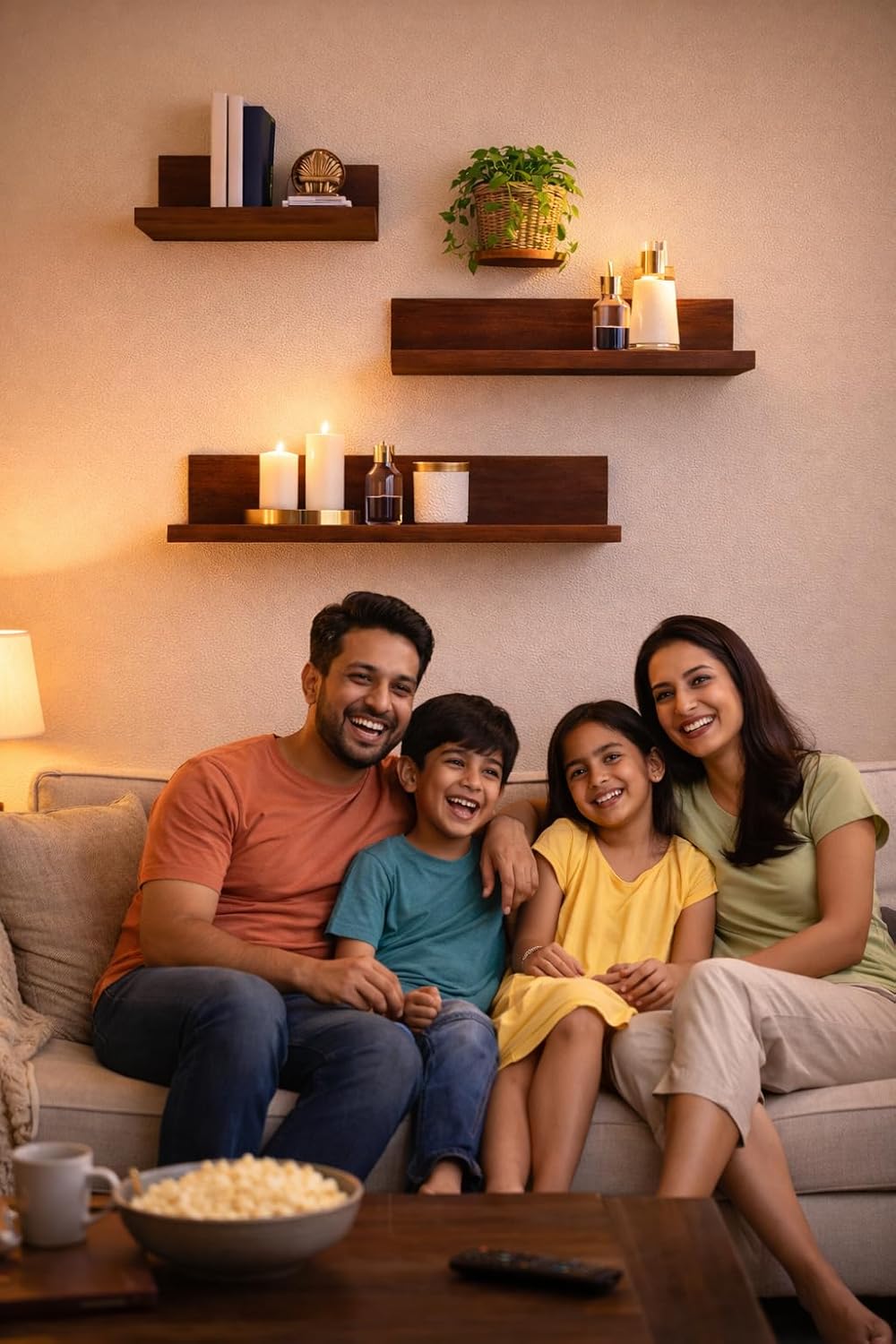 YashCrafts Wooden Floating Wall Shelves Set of 3 | Dark Brown Wall Mounted Storage Rack for Living Room, Bedroom & Bathroom | Solid Wood Decorative Display Shelves