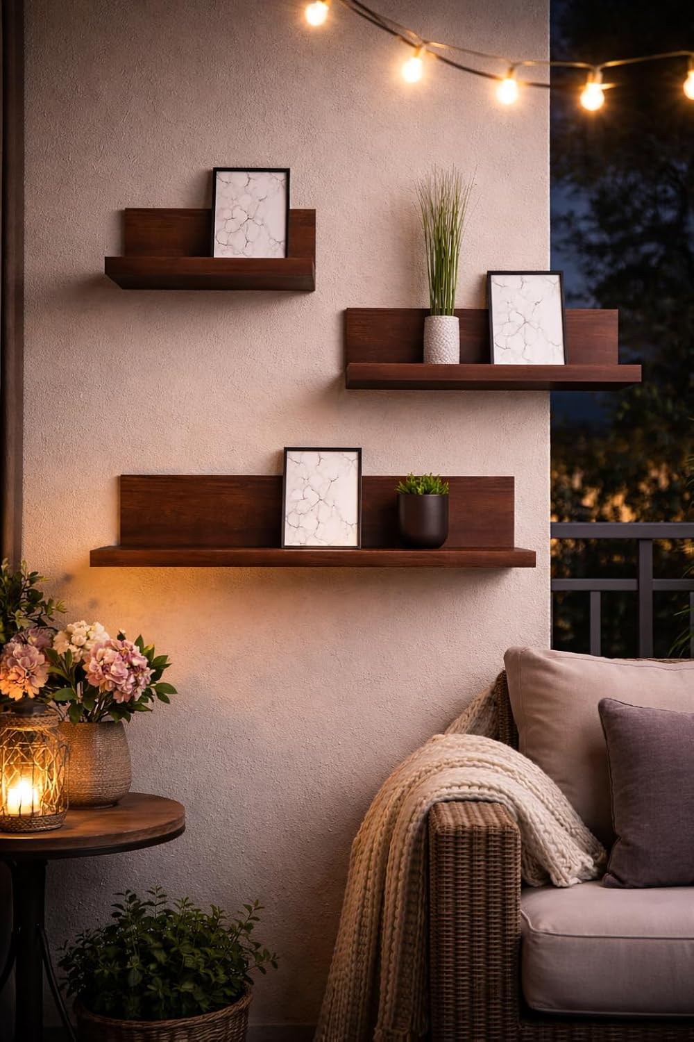 YashCrafts Wooden Floating Wall Shelves Set of 3 | Dark Brown Wall Mounted Storage Rack for Living Room, Bedroom & Bathroom | Solid Wood Decorative Display Shelves